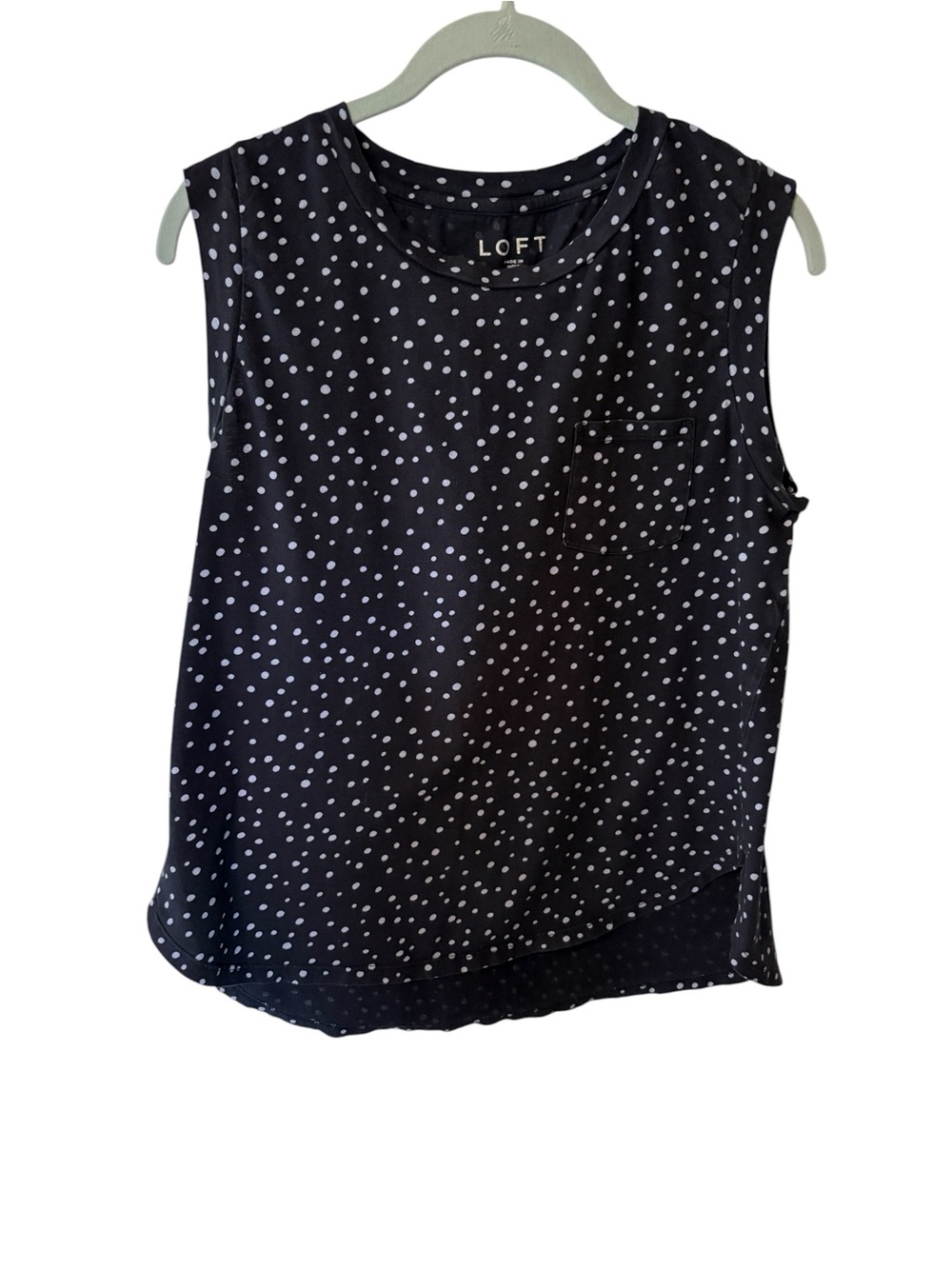 LOFT Navy Blue Polka Dot Sleeveless Tank